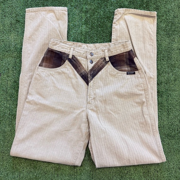 Rocky Mountain Denim - Rocky Mountain Jeans Khaki pinstripe with brown plaid accents, Size 27